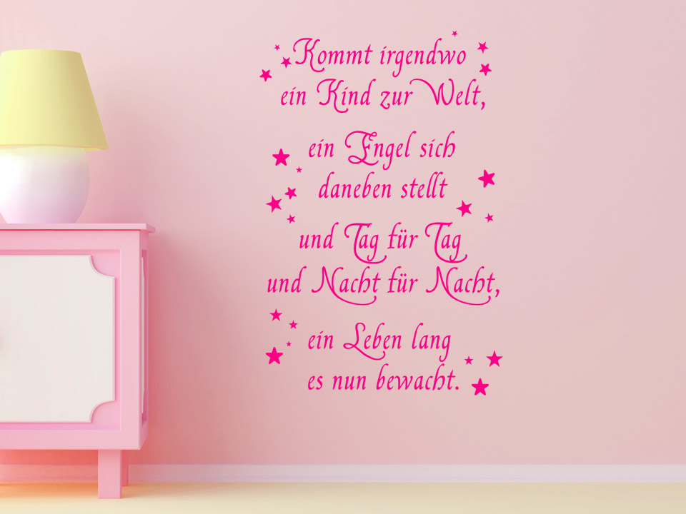 Wandtattoo Schutzengel-Spruch zur Geburt.