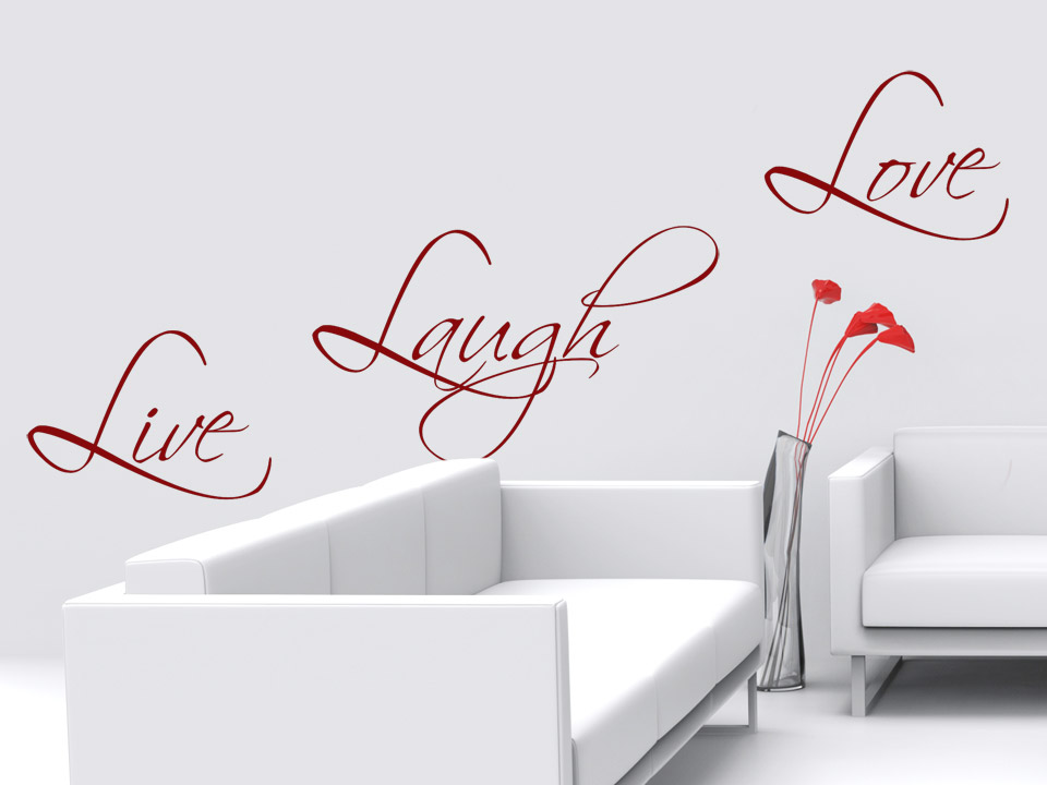 Wandtattoo Live Laugh Love - Lebe Lache und Liebe