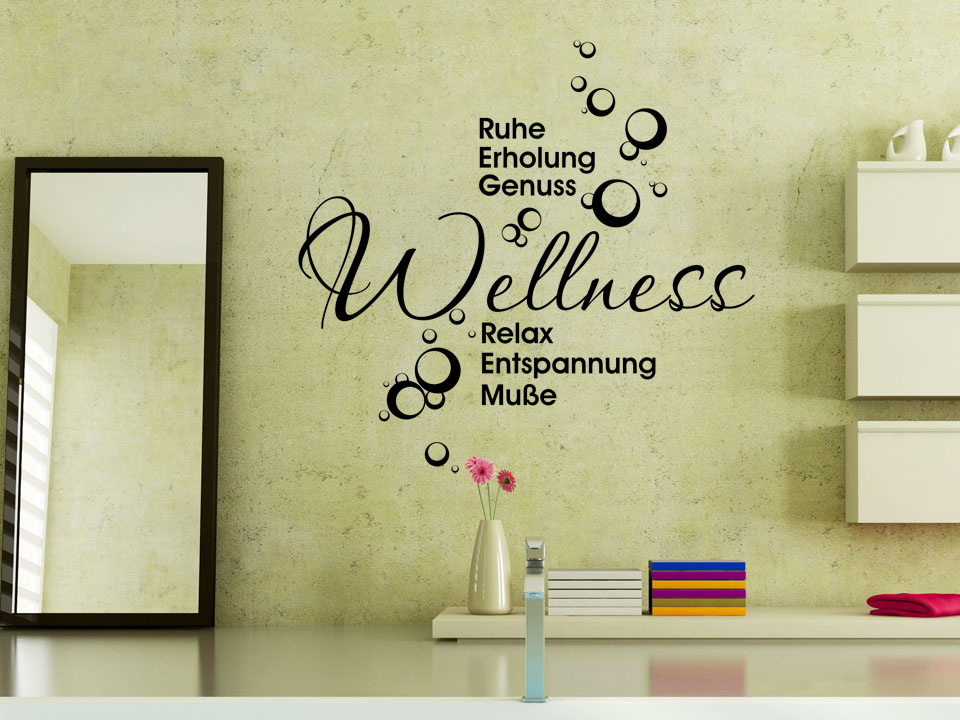Wandtattoo Badezimmer Spruche Wortwolke Wellness Nr 1 Erholung Entspannung