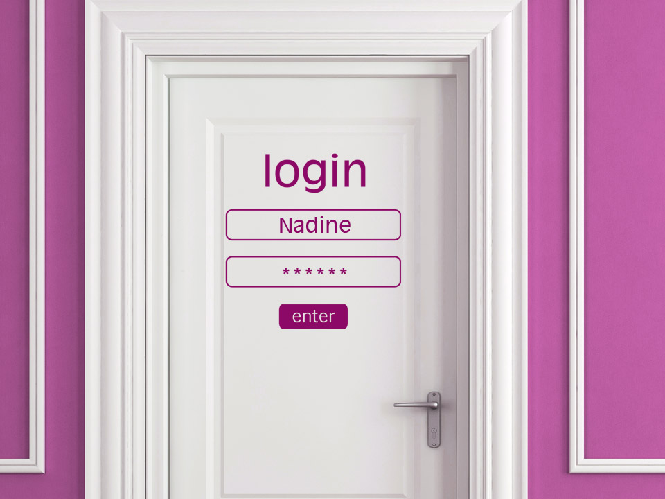 Login Wandtattoo mit Namenswunsch für die Zimmertür