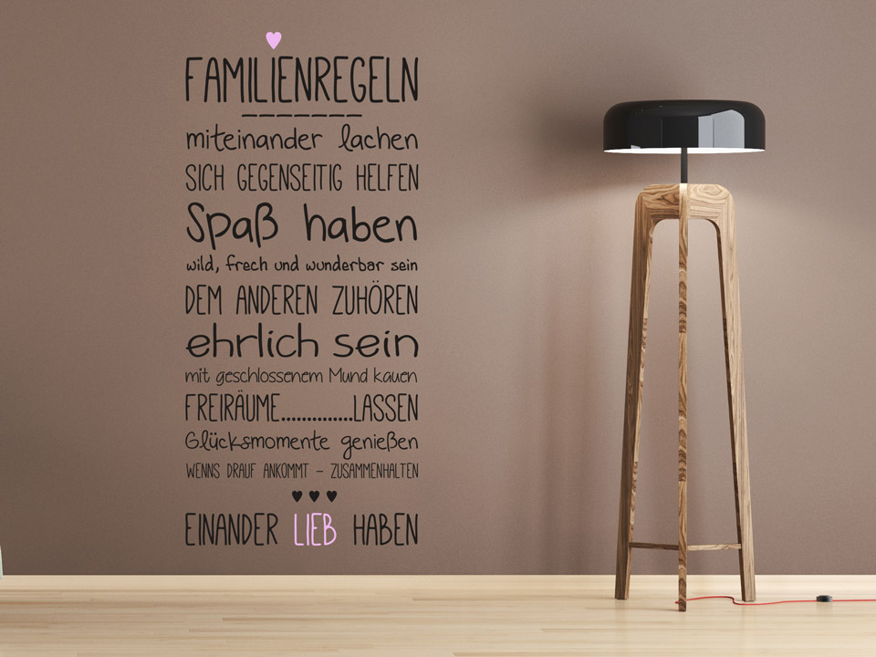 Wandtattoo Familienregeln miteinander lachen Spruch