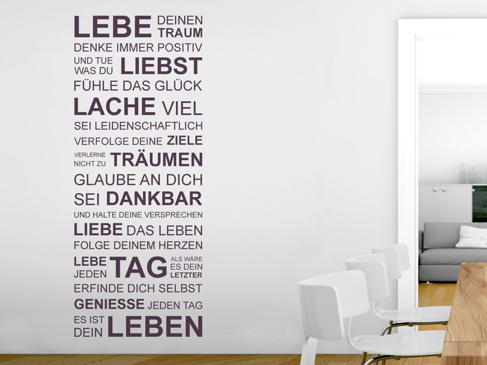 Wandtattoo Genieße jeden Tag, es ist dein Leben