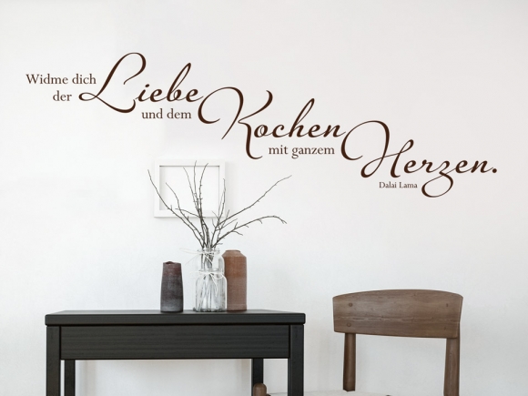 Wandtattoo Widme dich der Liebe und dem Kochen mit ganzem Herzen.