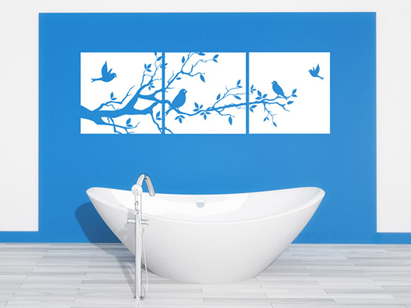 Wandbanner Vgel auf Ast