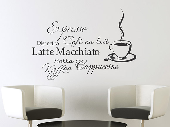 Wandtattoo Wortwolke Kaffee