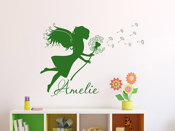 Wandtattoo Kleine Elfe mit Wunschname