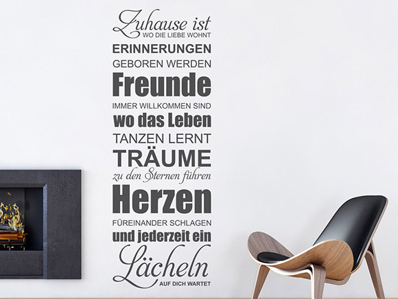 Wandtattoo Zuhause ist, wo ein Lcheln auf dich wartet