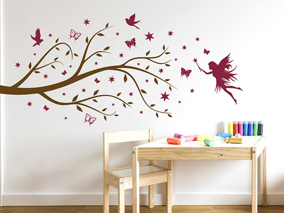 Wandtattoo Mrchen Ast mit Fee
