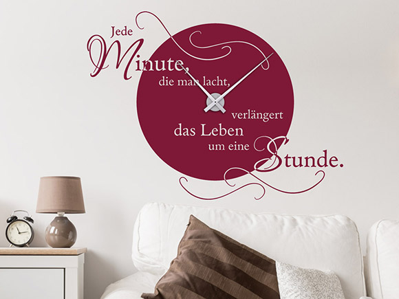 Wandtattoo Uhr Jede Minute, die man lacht, verlngert das Leben